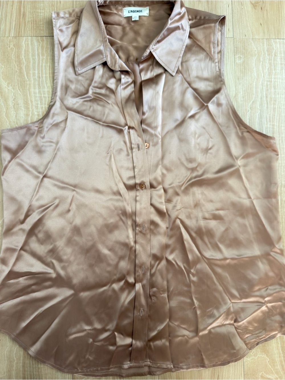 L'Agence Emmy Sleeveless Silk Blouse Metallic Gold - Picture 2 of 7